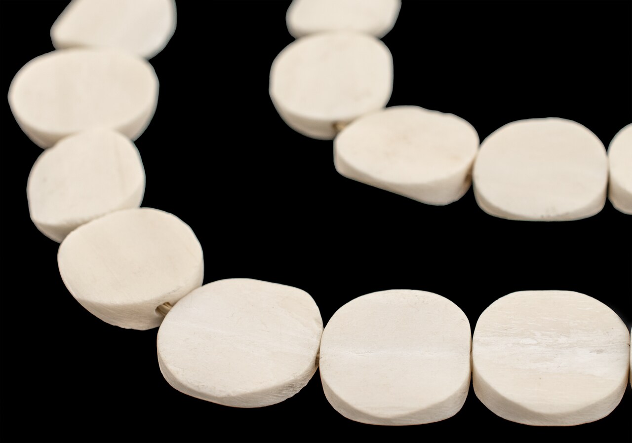 The Bead Chest White Bone Beads - Full Strand of Fair Trade African Beads (Circular, White)